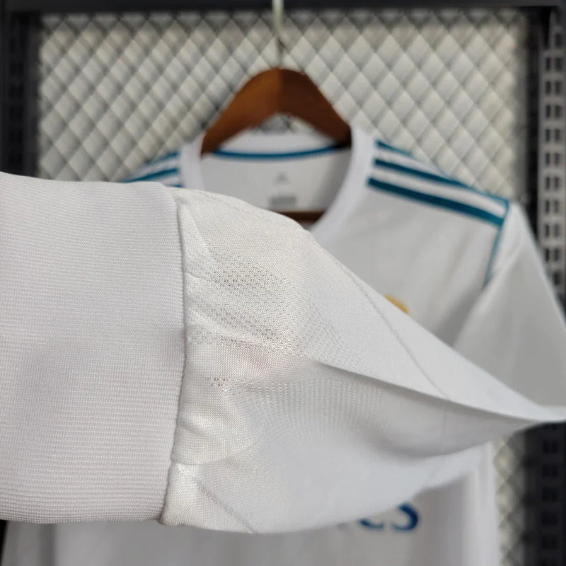 Camisa Retrô Real Madrid I Home Adidas 2017/18  Manga Longa Masculino Branco