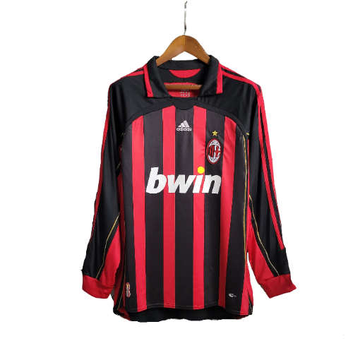 Camisa Retrô Milan I Home Adidas 2006/07 Masculino Manga Longa Vermelho e Preto