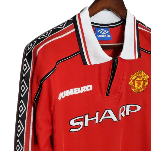 Camisa Manchester United Retrô Manga Longa Umbro 1998/99 Vermelha