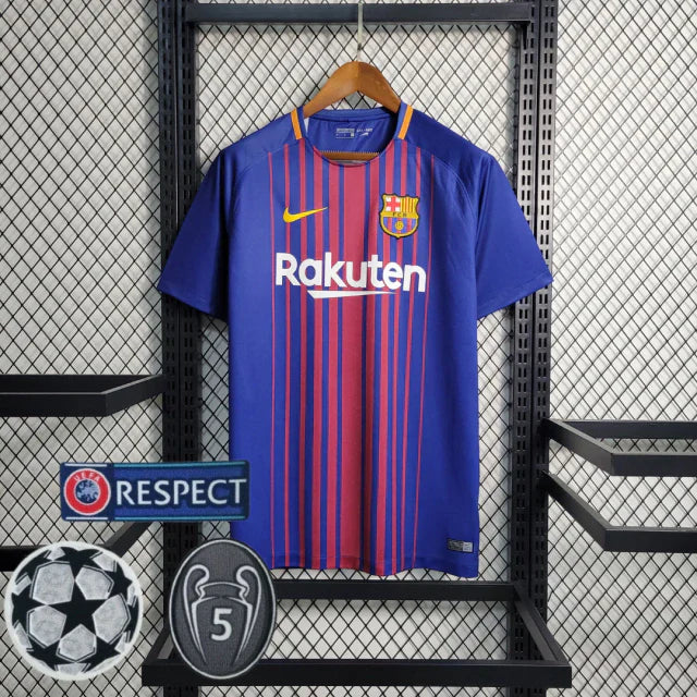 Camisa Retrô Barcelona I Home 2017/18 Nike Masculino Azul Grená