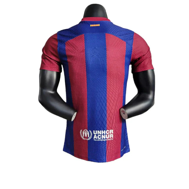 Camisa Barcelona I 23/24 Jogador Nike Masculina - Azul e Grená